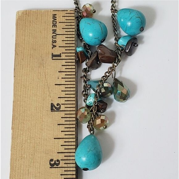 ARTISAN Resin & Stone Long Beaded Bronze Chain Necklace - Picture 5 of 6